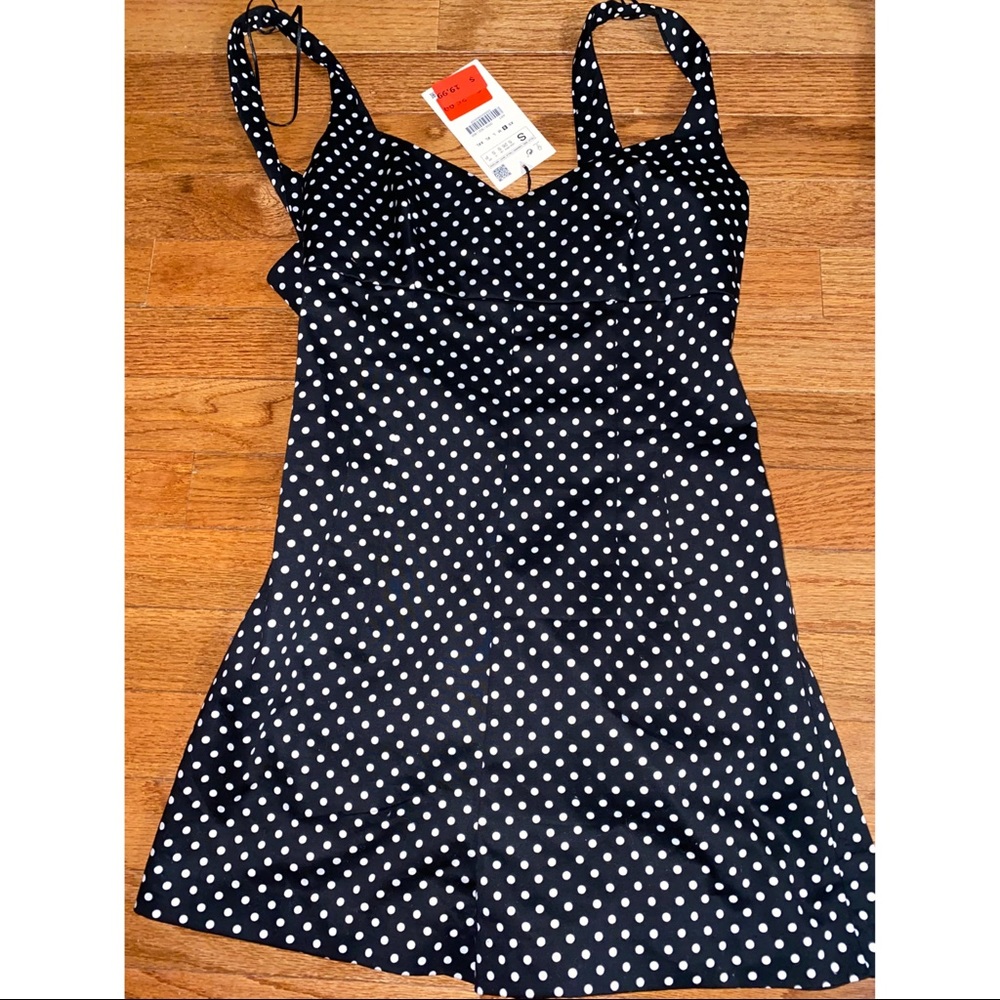 ZARA NWT Black & White Polka Dot Romper